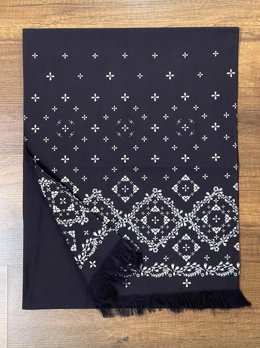 Pure Blue Japan Indigo Discharge Printed Stole - Diamond