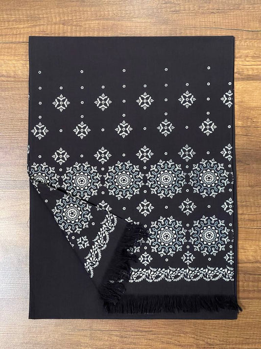 Pure Blue Japan Indigo Discharge Printed Stole - Komon