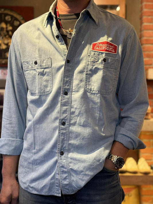 Standard California "Stadium Logo" Patch Chambray Shirt - Indigo