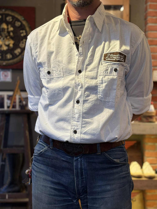 Standard California "Stadium Logo" Patch Chambray Shirt - White