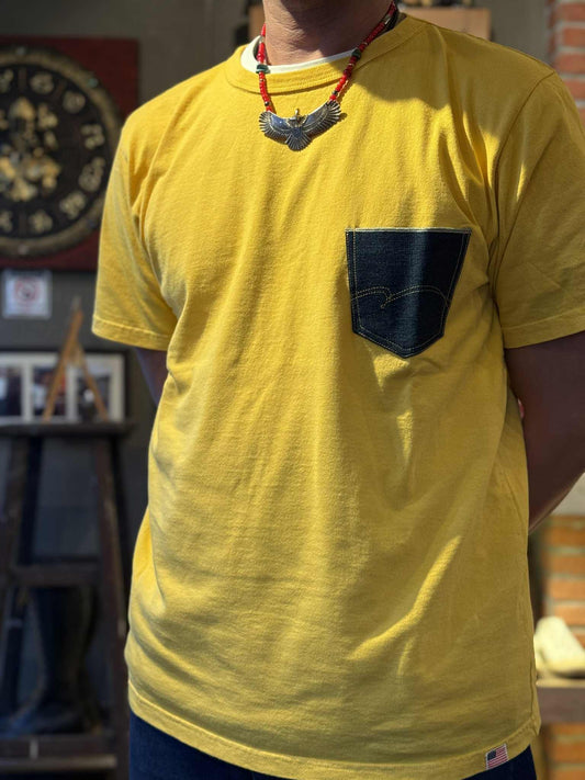 Studio D'Artisan Denim Pocket USA Cotton Tee - Yellow