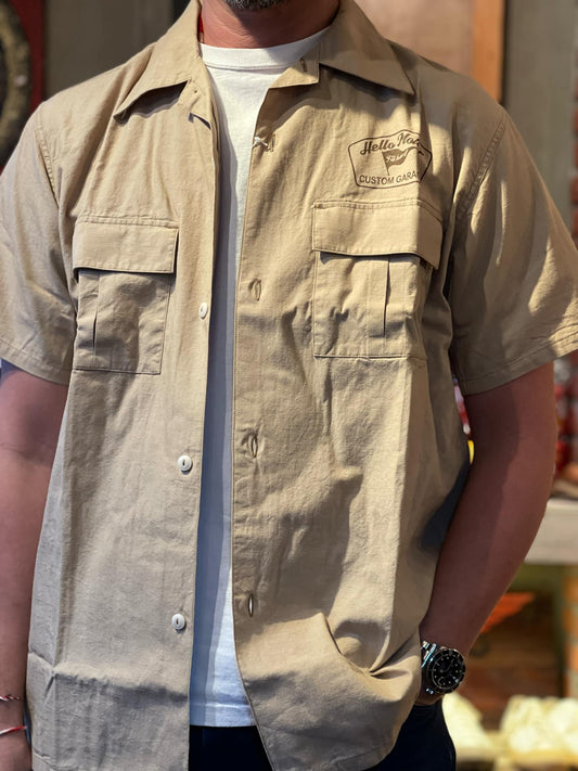 Pherrow's "Hello Motor" Short Sleeve Garage Work Shirt