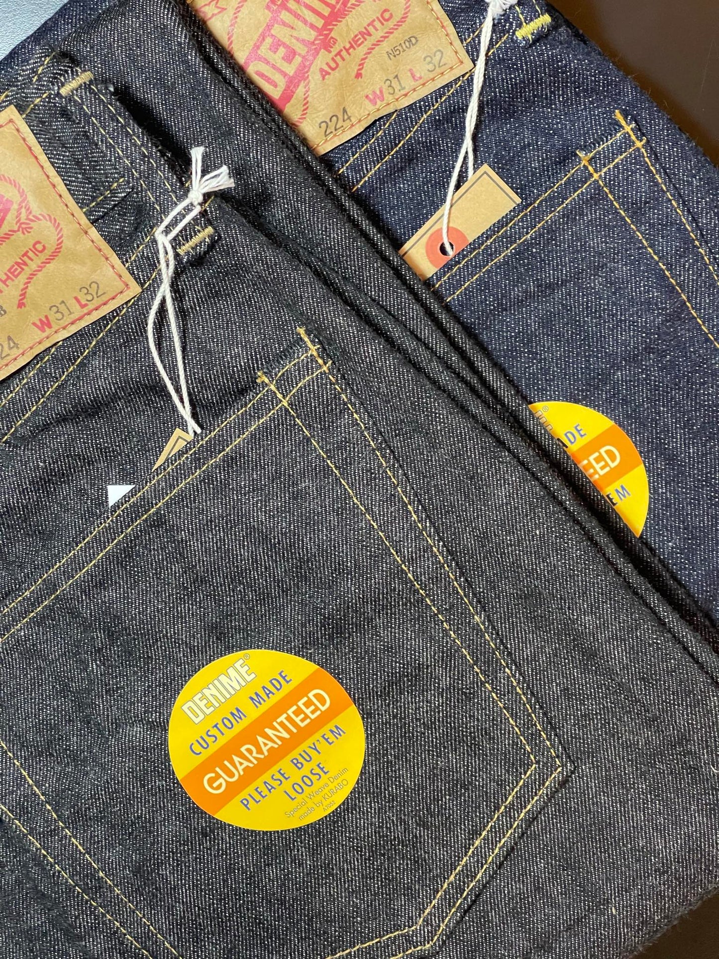 Denime Lot 224-66B "Black 66 Model" Jeans - One Washed