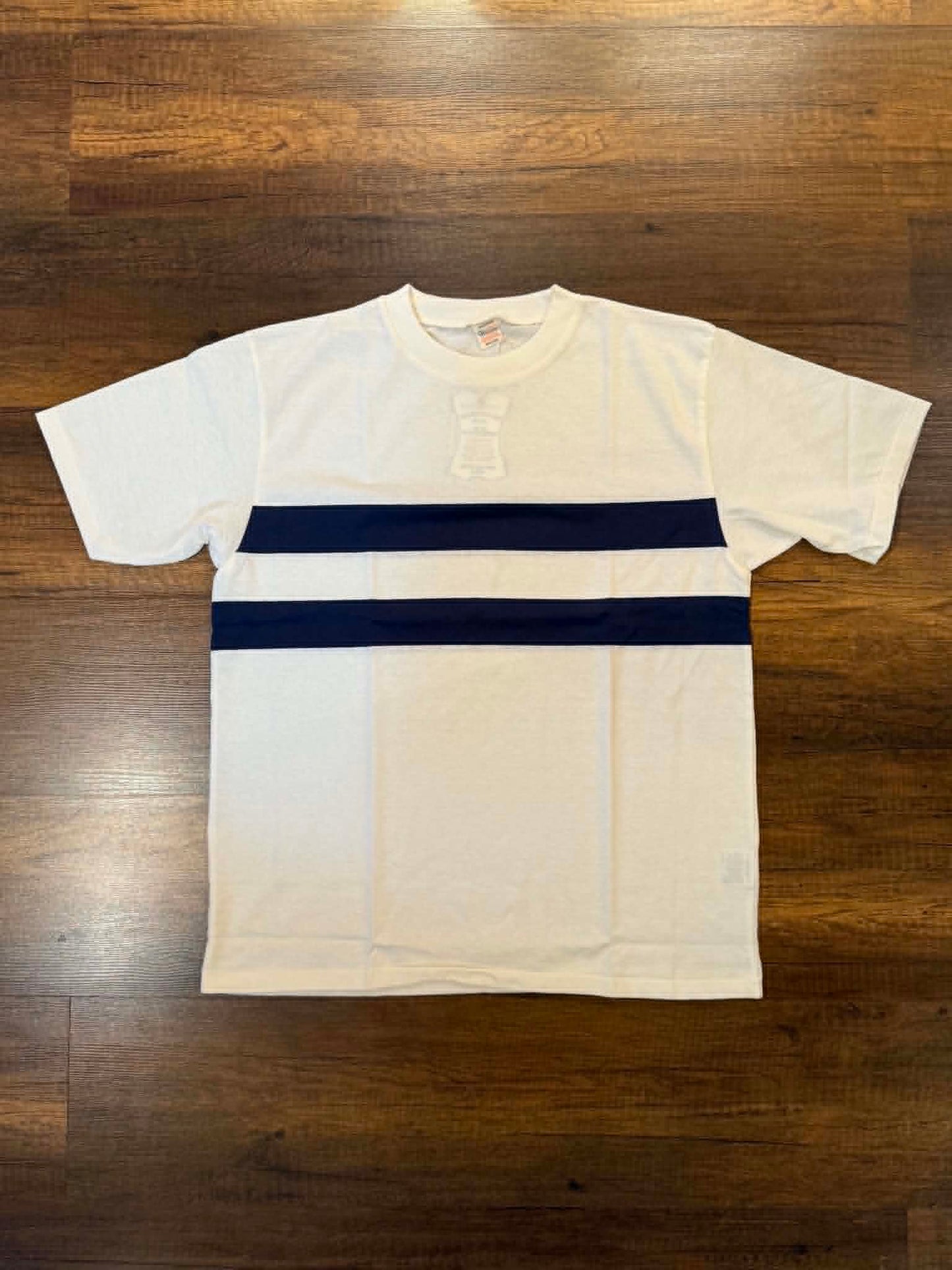 Warehouse & Co Lot 4112 Panel Border Tee - Off x Navy