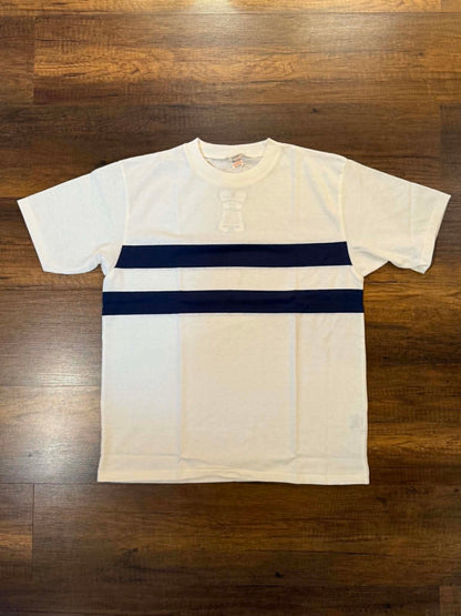 Warehouse & Co Lot 4112 Panel Border Tee - Off x Navy