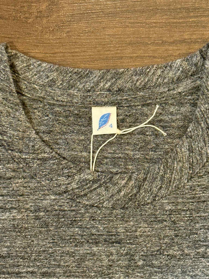 Pure Blue Japan Knitted Ribbed Cuff Pocket Tee - Dark Heather Gray