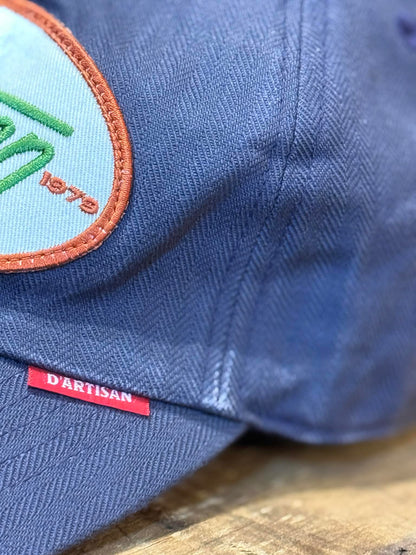 Studio D'Artisan "Motor Oil" Herringbone Cap - Navy