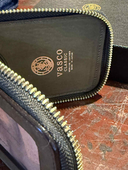 Vasco Leather Naval Round Zip Short Wallet - Olive