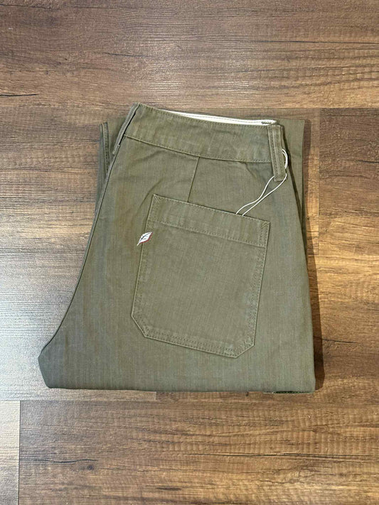 Pure Blue Japan Sulfur Dyed Herringbone Work Pants - Olive
