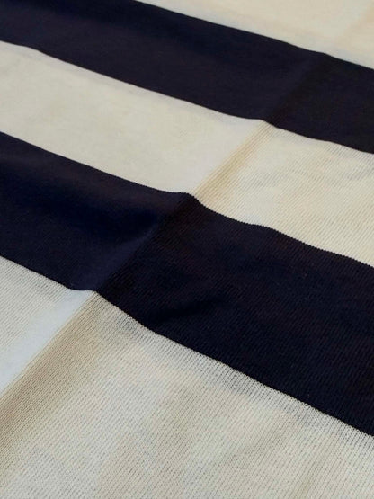 Warehouse & Co Lot 4112 Panel Border Tee - Off x Navy