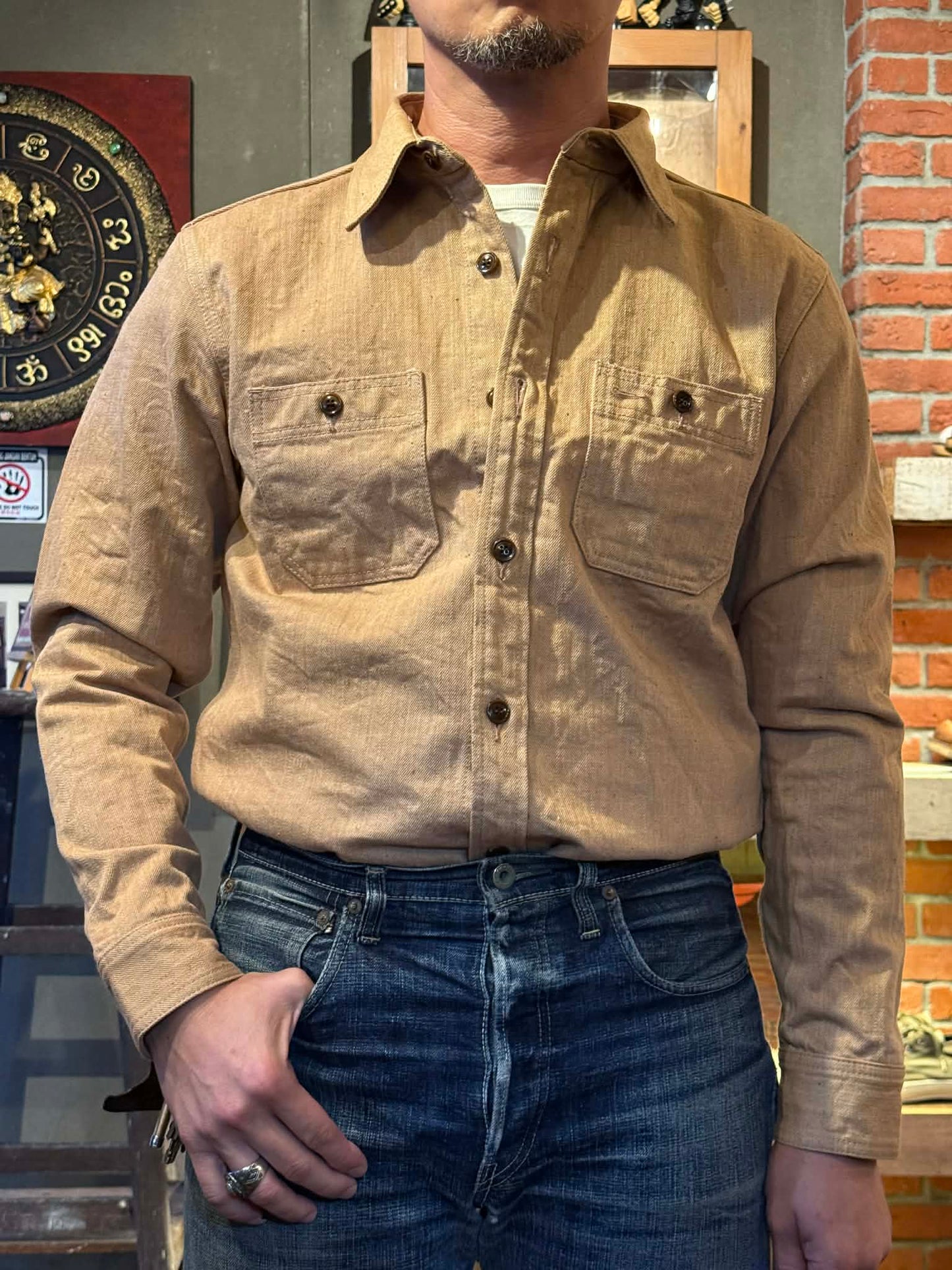 Studio D'Artisan "Fox Cotton" 13oz Jacquard Work Shirt