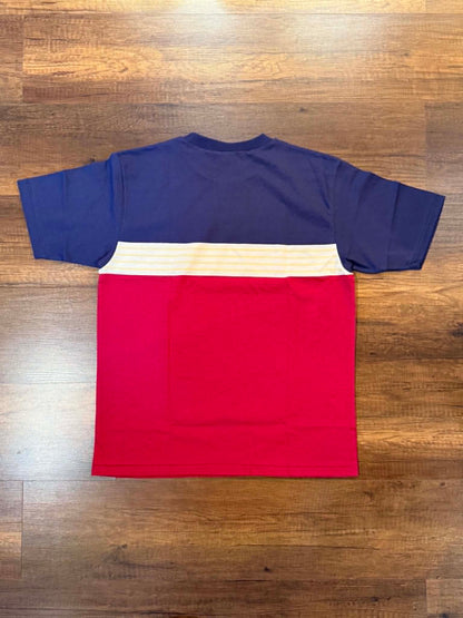 Warehouse & Co Lot 4112 Panel Border Tee - Navy x Bordeaux