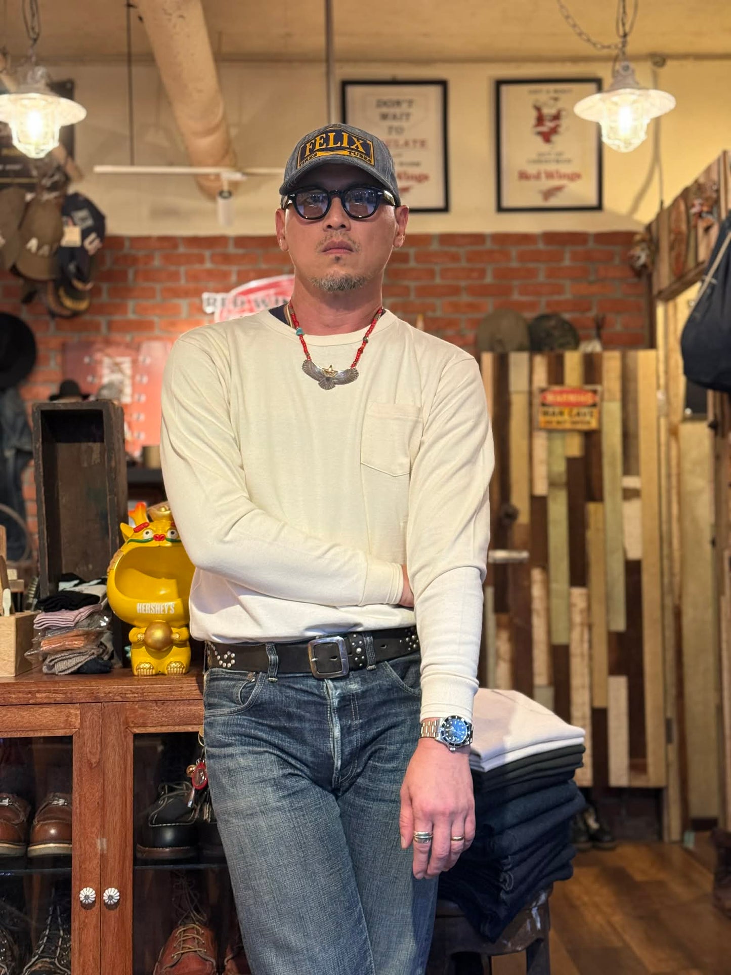 Trophy Clothing 'Wing Logo" L/S Tee - Natural