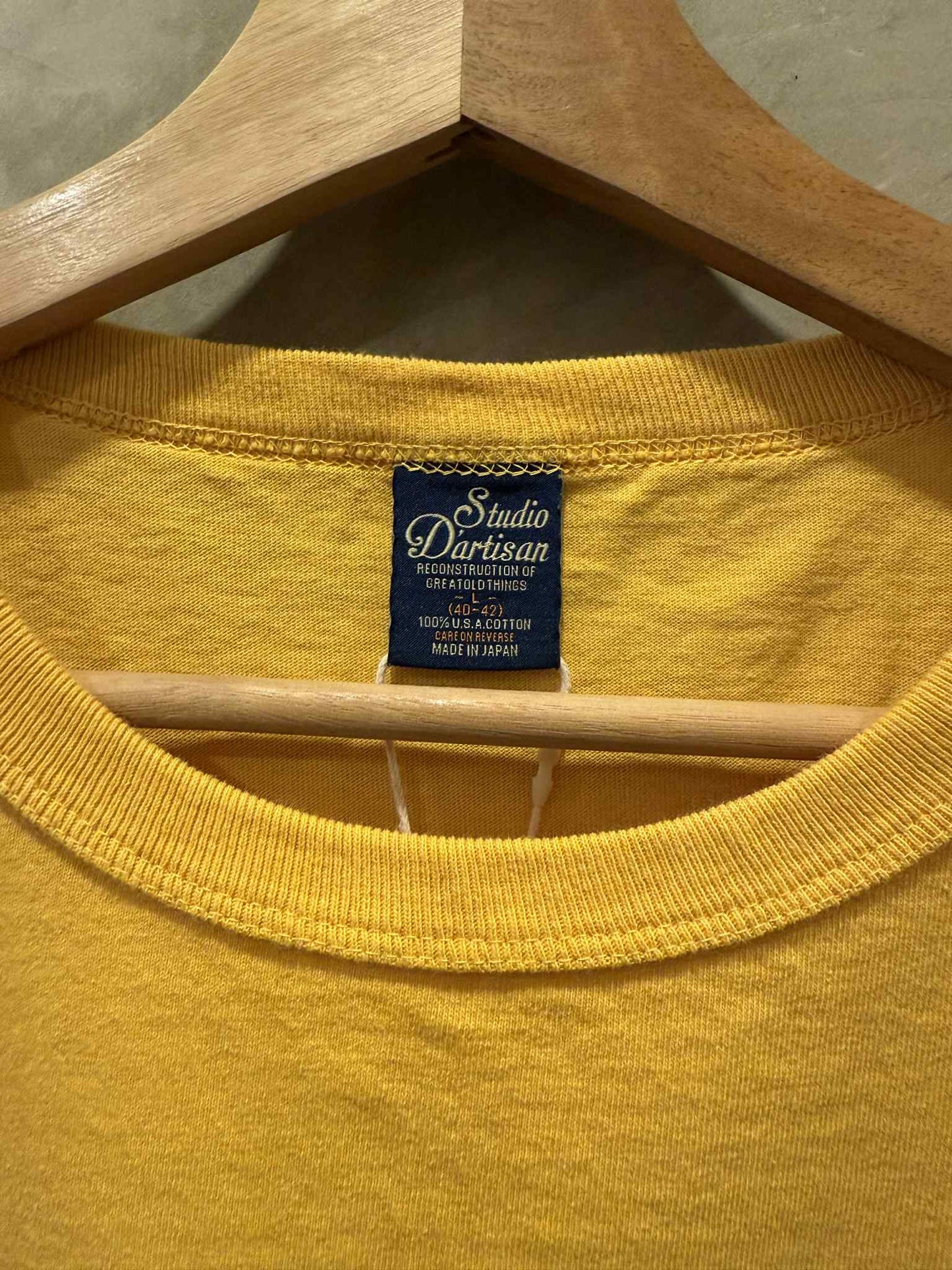 Studio D'Artisan Denim Pocket USA Cotton Tee - Yellow