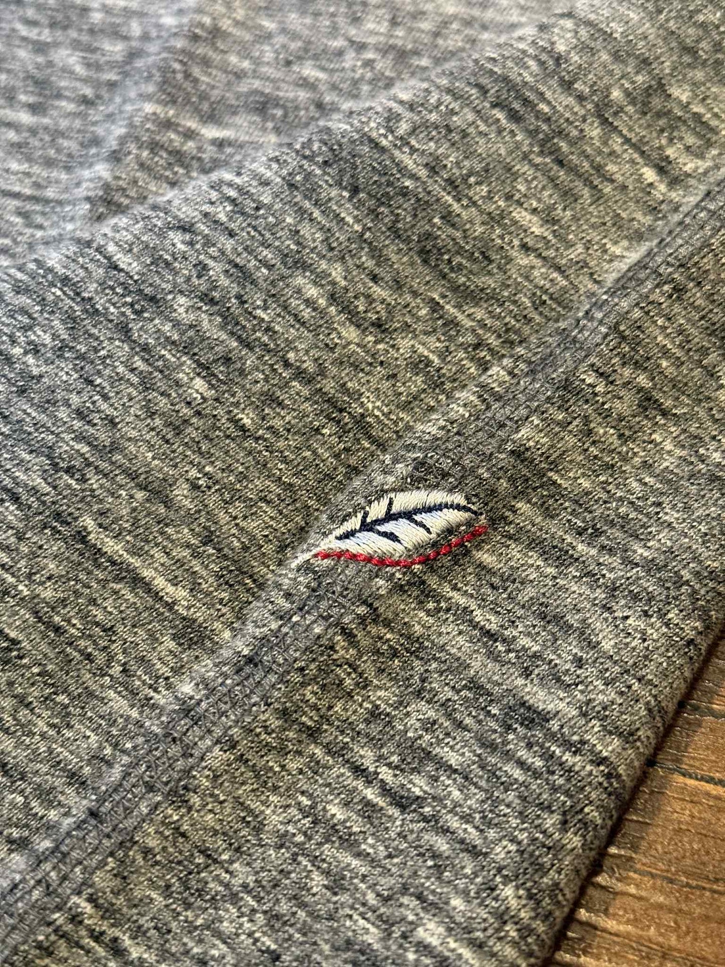 Pure Blue Japan Knitted Ribbed Cuff Pocket Tee - Dark Heather Gray