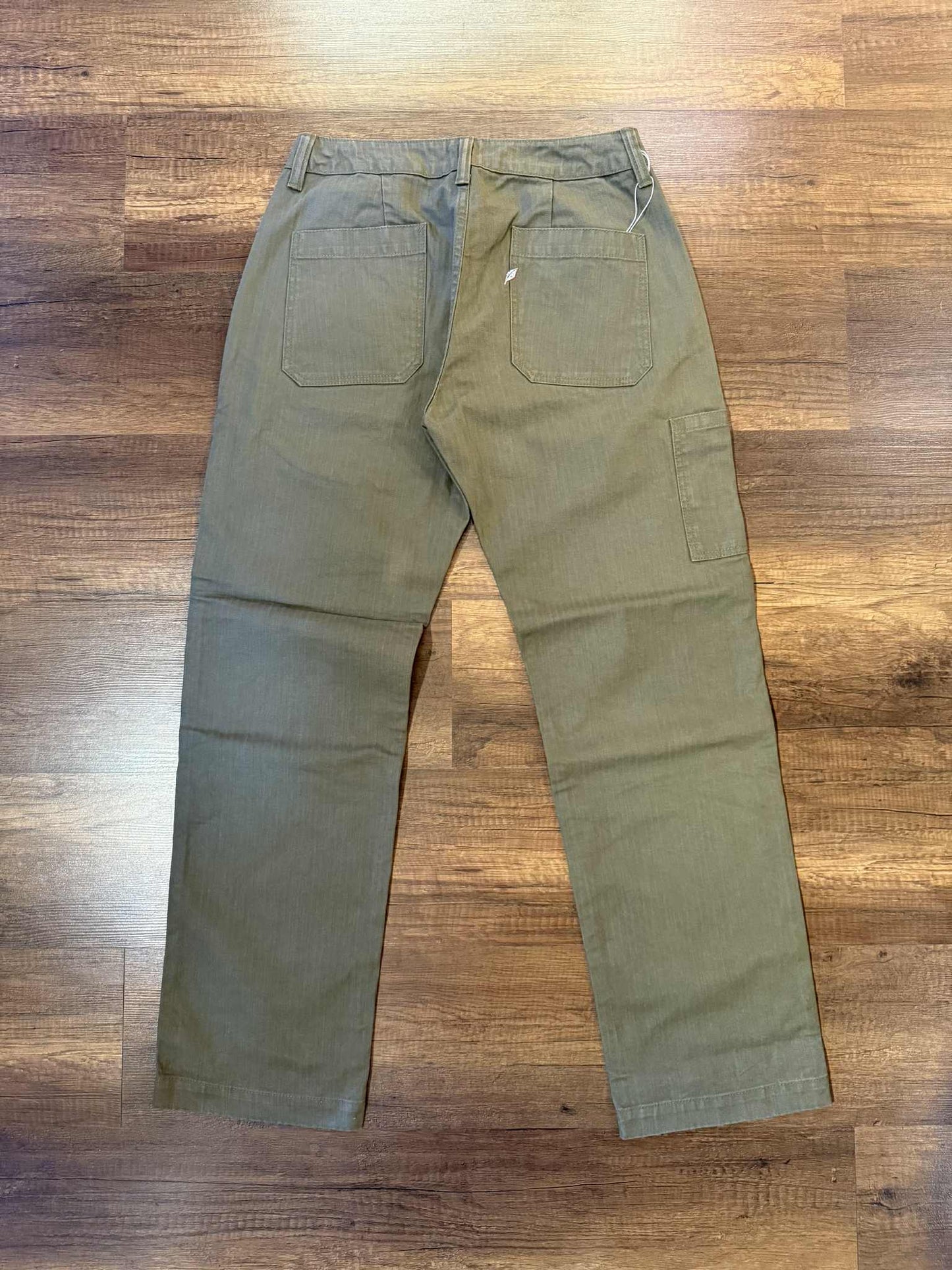 Pure Blue Japan Sulfur Dyed Herringbone Work Pants - Olive