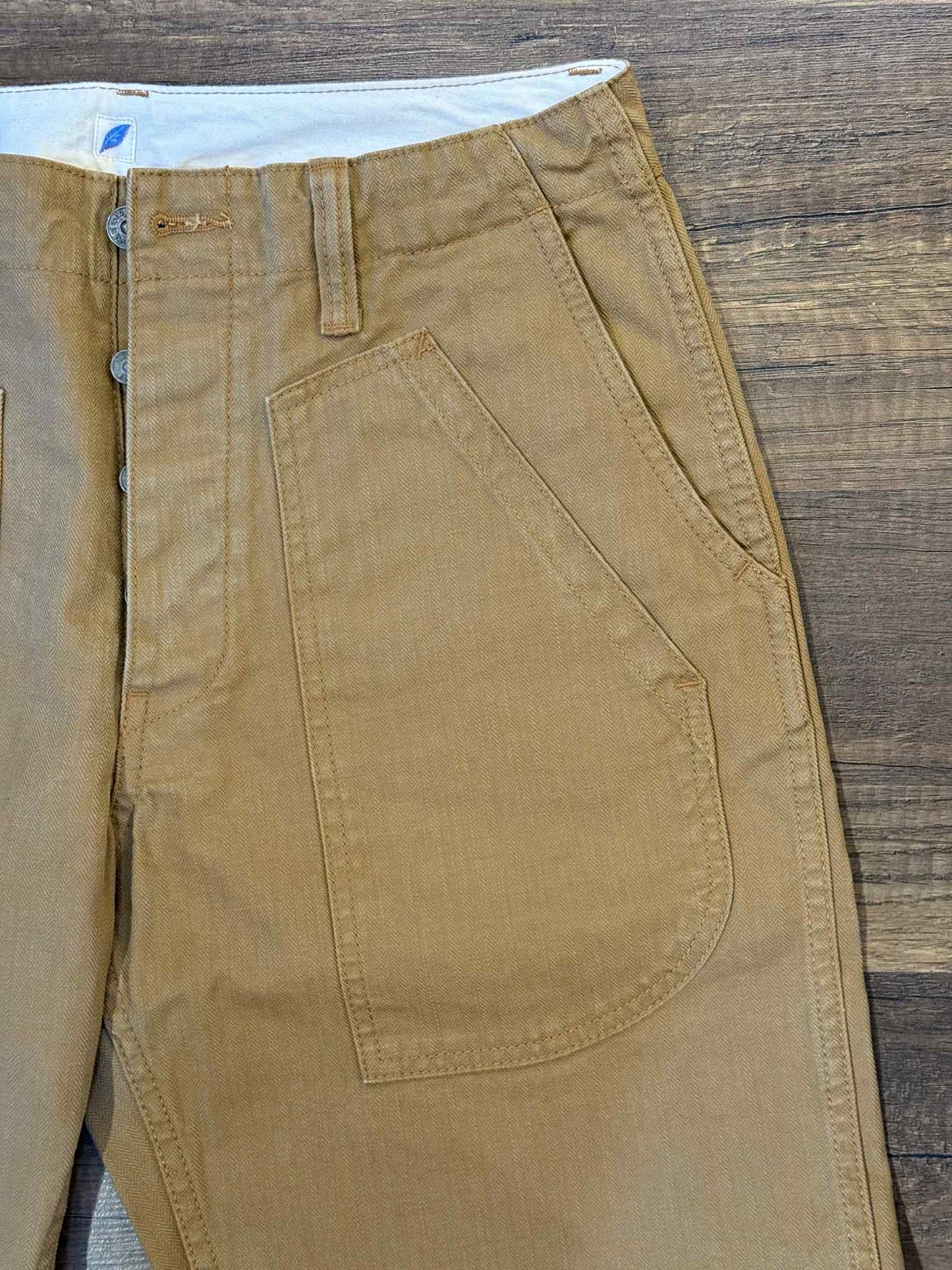 Pure Blue Japan Sulfur Dyed Herringbone Work Pants - Camel