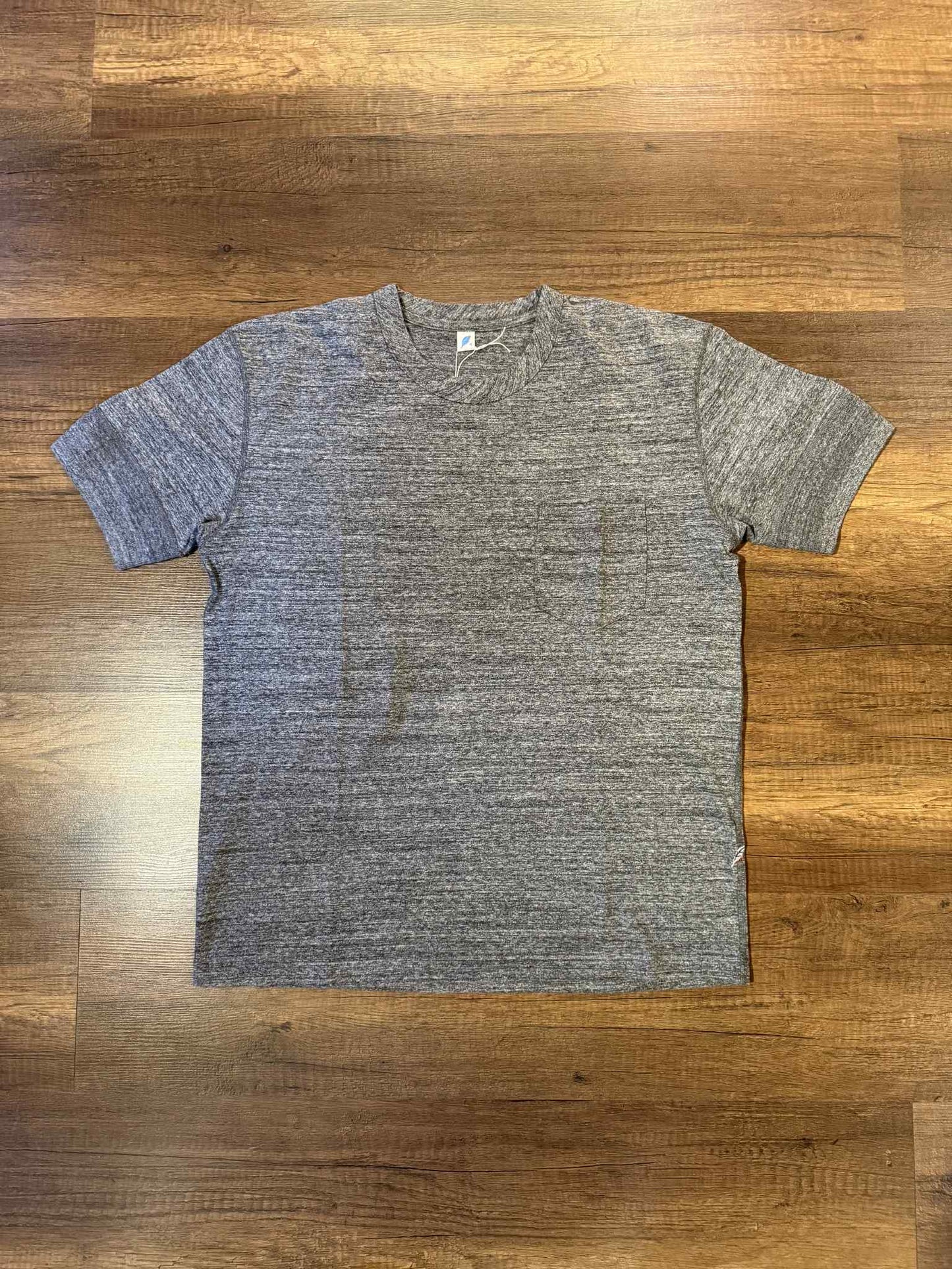 Pure Blue Japan Knitted Ribbed Cuff Pocket Tee - Dark Heather Gray