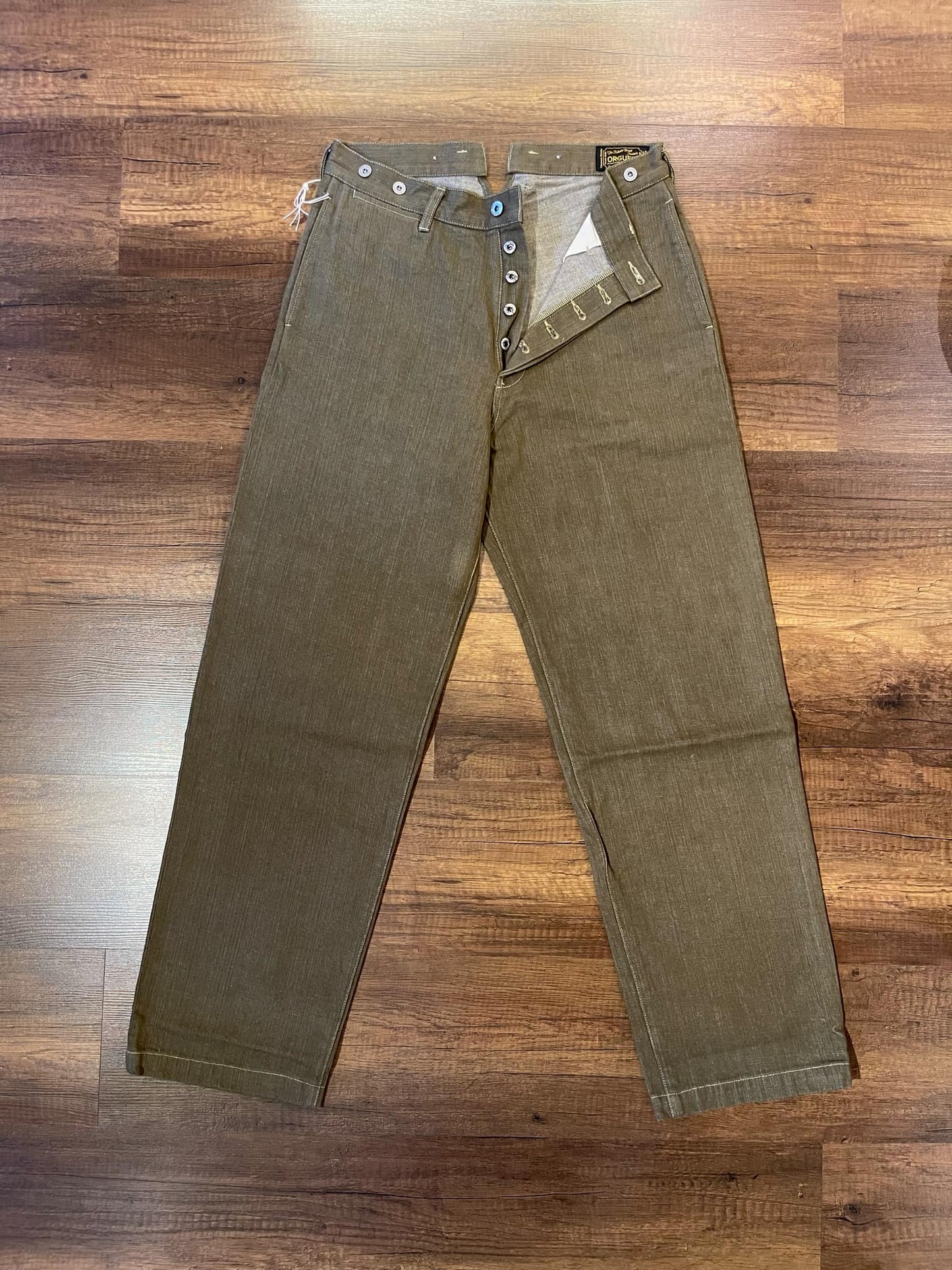 Orgueil Green Denim Work Pants