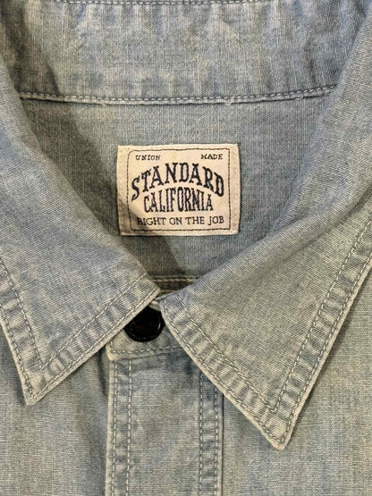 Standard California "Stadium Logo" Patch Chambray Shirt - Indigo