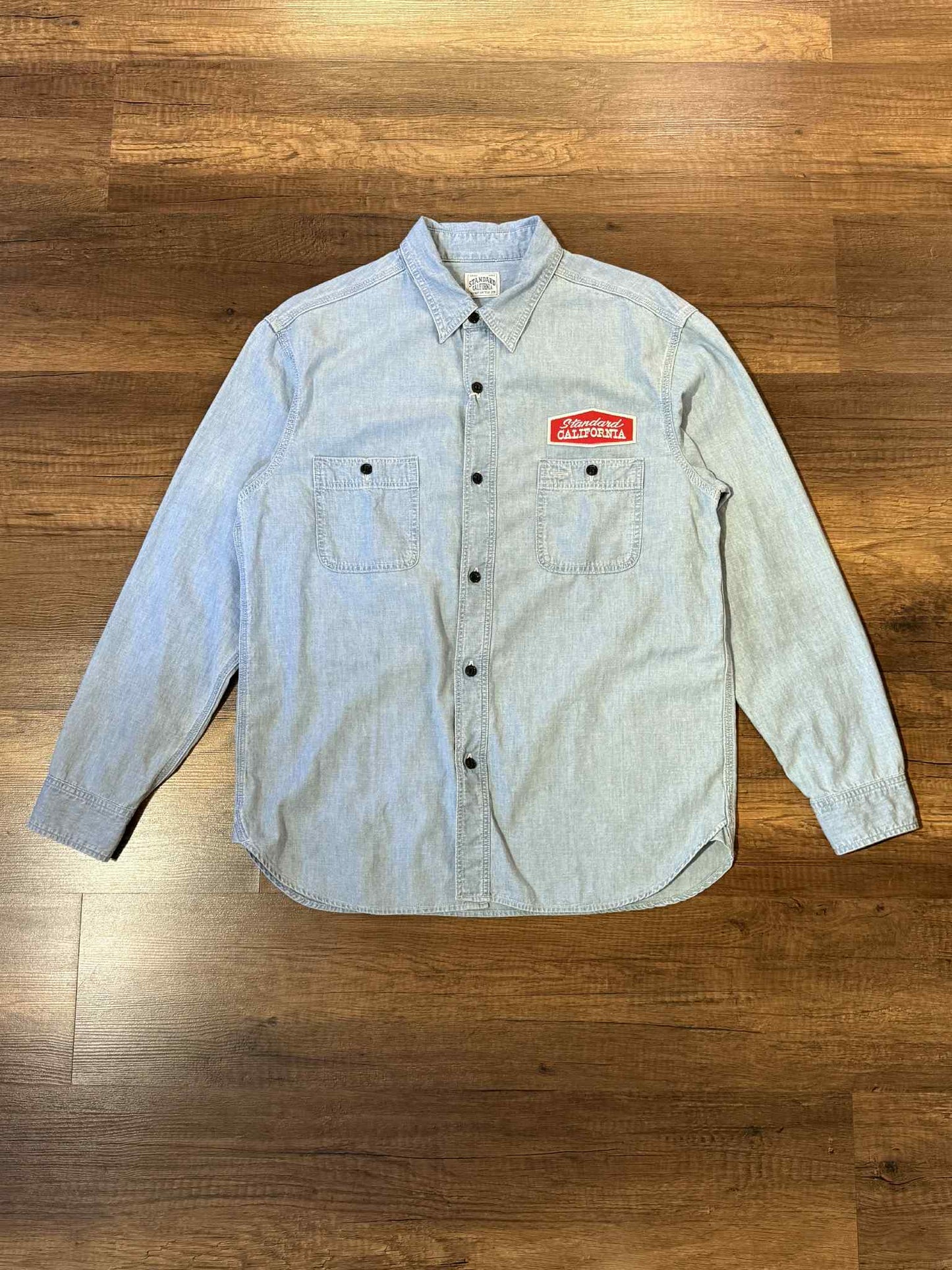 Standard California "Stadium Logo" Patch Chambray Shirt - Indigo