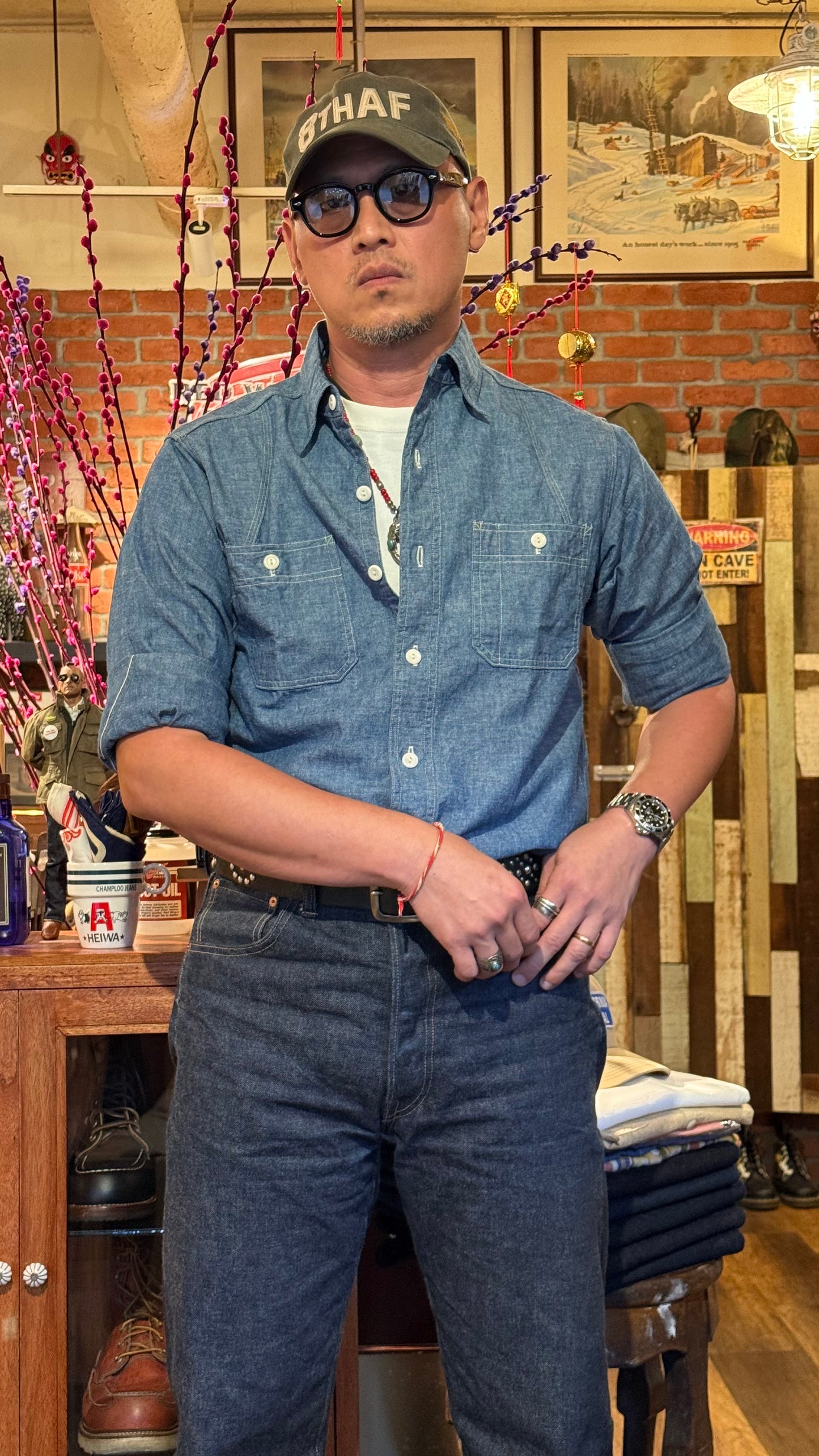 Warehouse & Co Lot 3064 Ventilation Triple Stitch Chambray Shirt