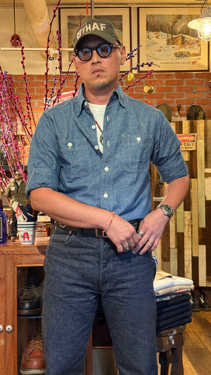 Warehouse & Co Lot 3064 Ventilation Triple Stitch Chambray Shirt