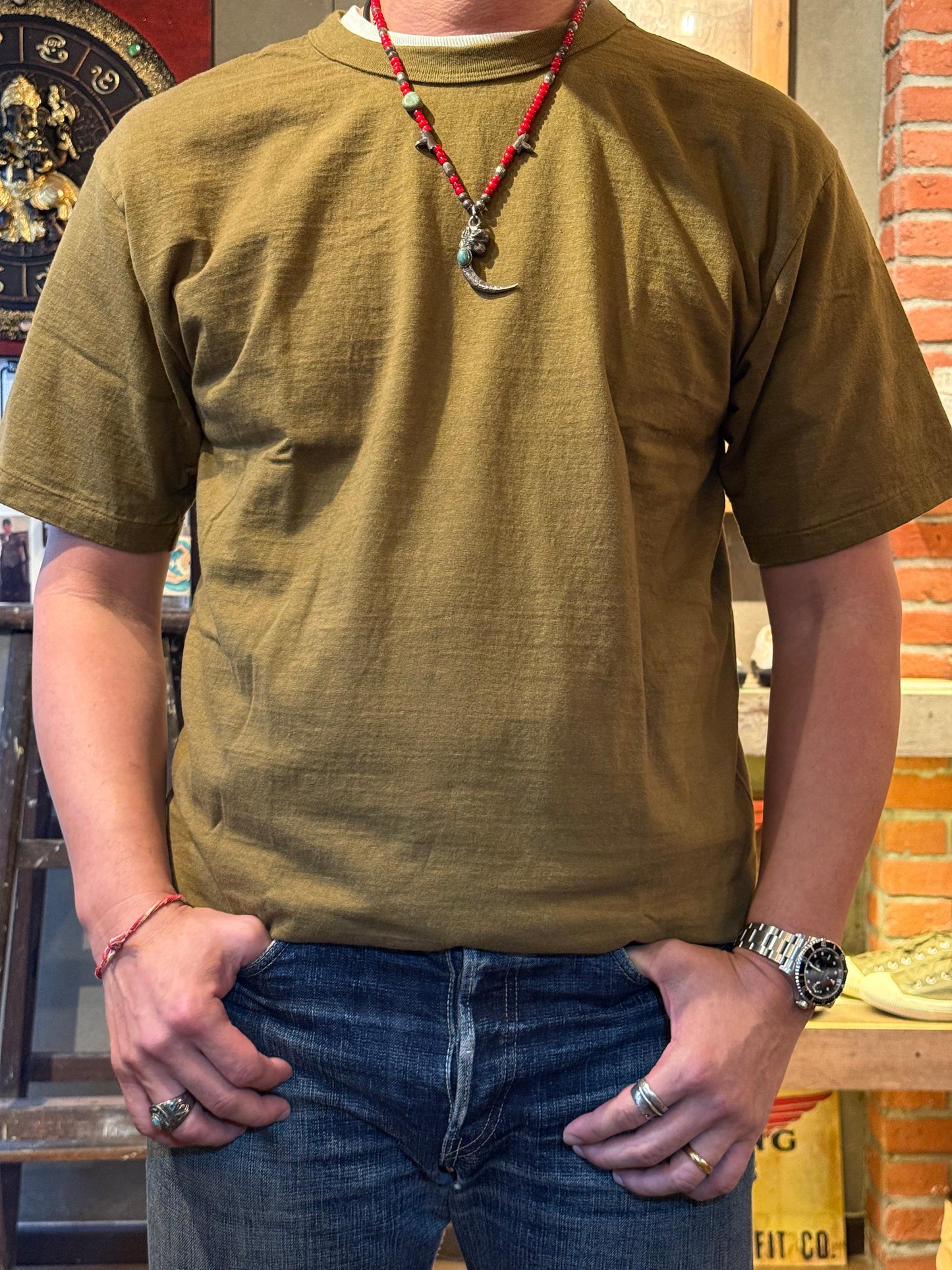 Dubble Works 7.7oz "Fallen Cotton" Crew Neck Tee - Khaki