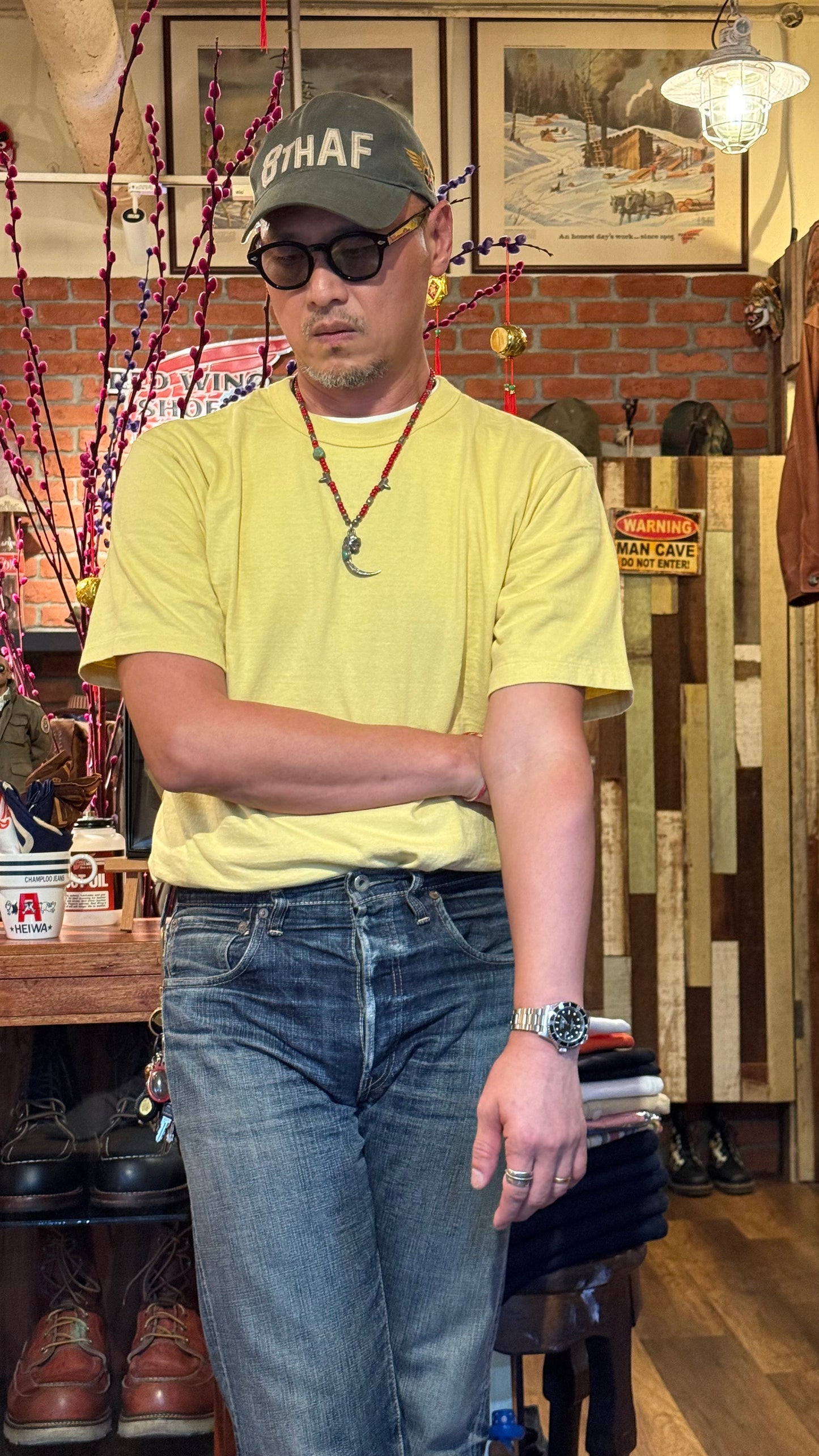 Dubble Works 7.7oz "Fallen Cotton" Crew Neck Tee - Light Yellow