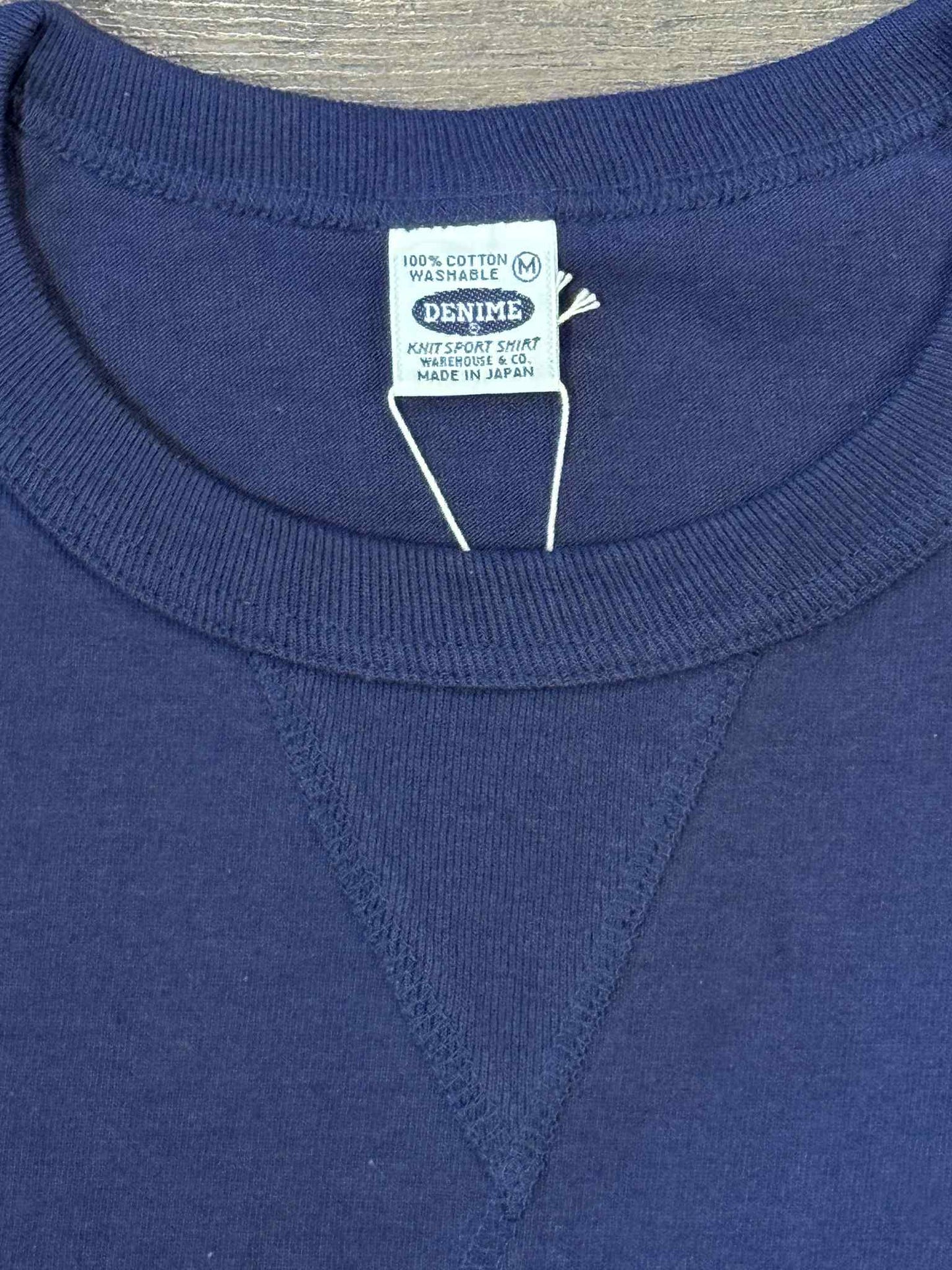 Denime Classic V-Gusset Crew Neck Tee - Navy