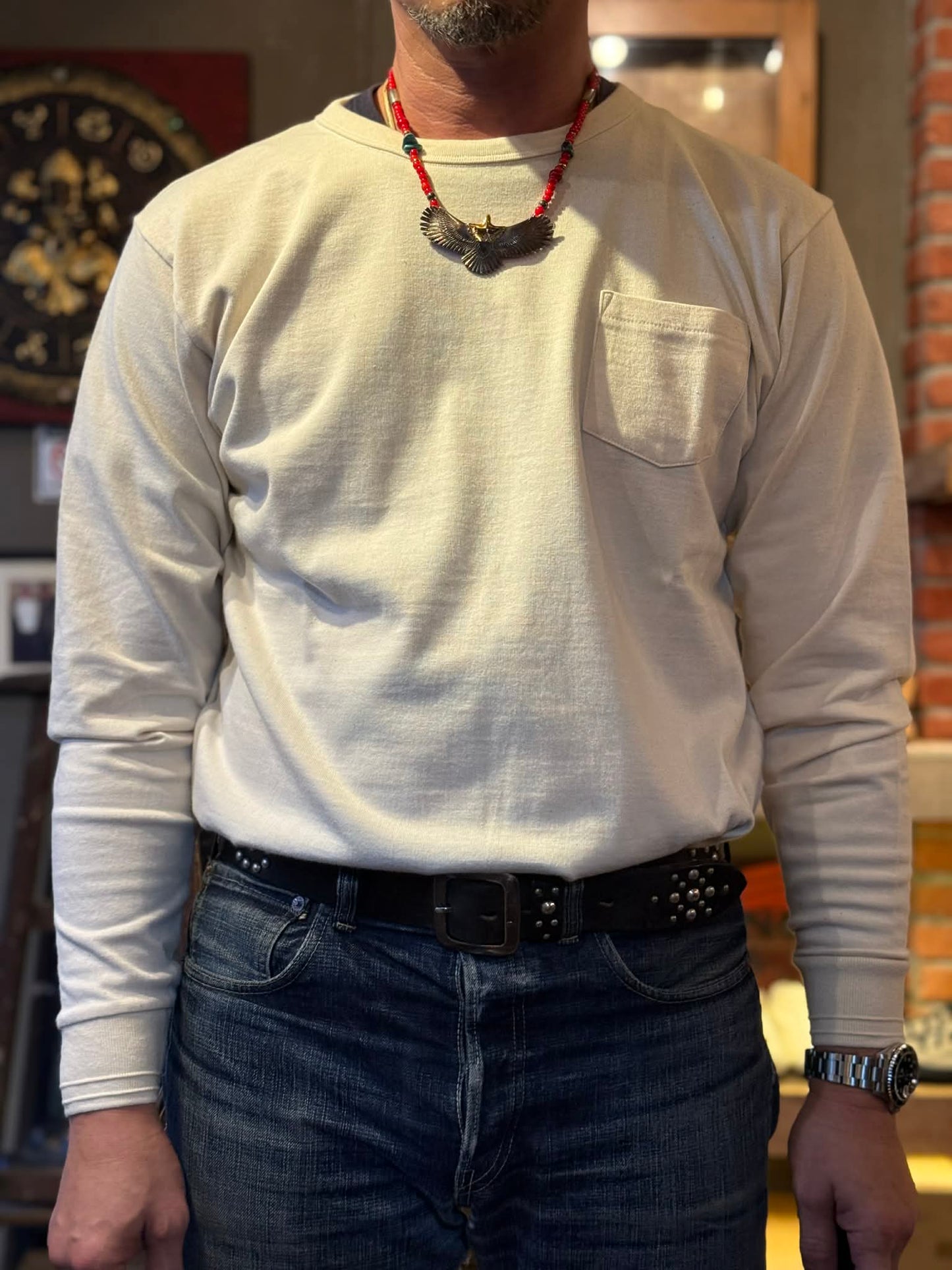 Trophy Clothing 'Wing Logo" L/S Tee - Natural