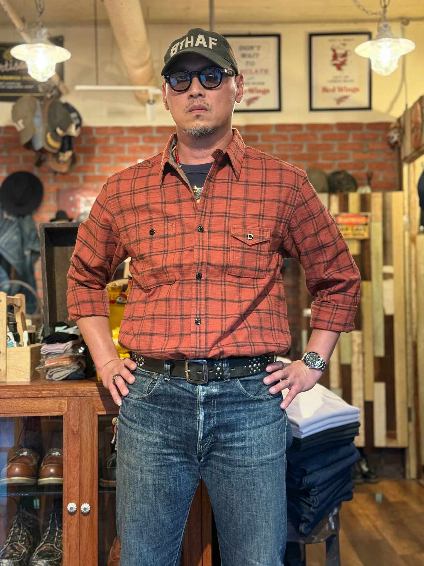 Trophy Clothing "Machine Age" Check L/S Shirt - Salmon