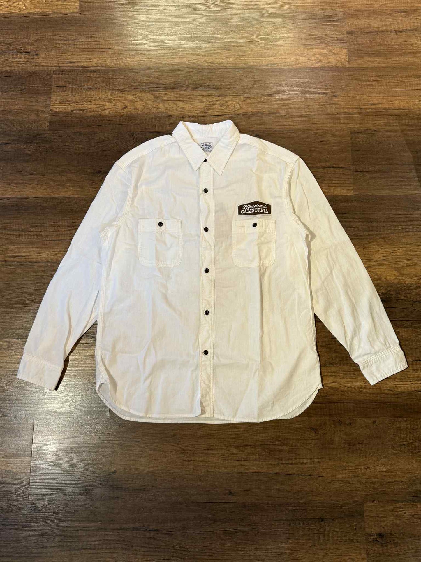 Standard California "Stadium Logo" Patch Chambray Shirt - White
