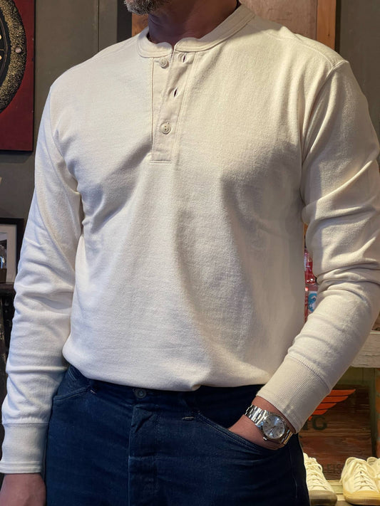 Pherrow's Classic Long Sleeve Henley Tee - Oat