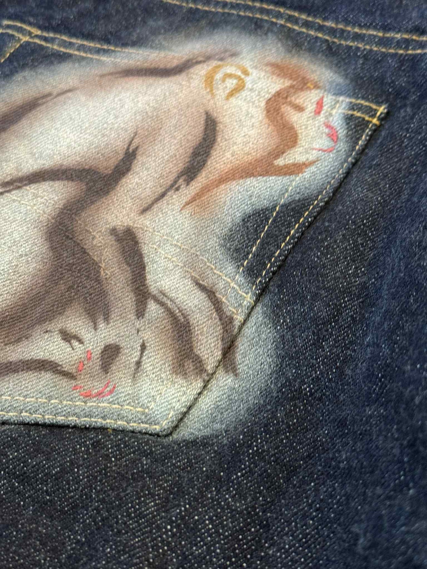 Studio D'Artisan "Monkey" Zodiac Series Jeans - One-Washed