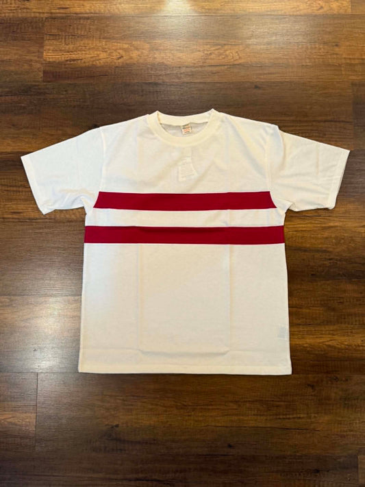 Warehouse & Co Lot 4112 Panel Border Tee - Off x Bordeaux