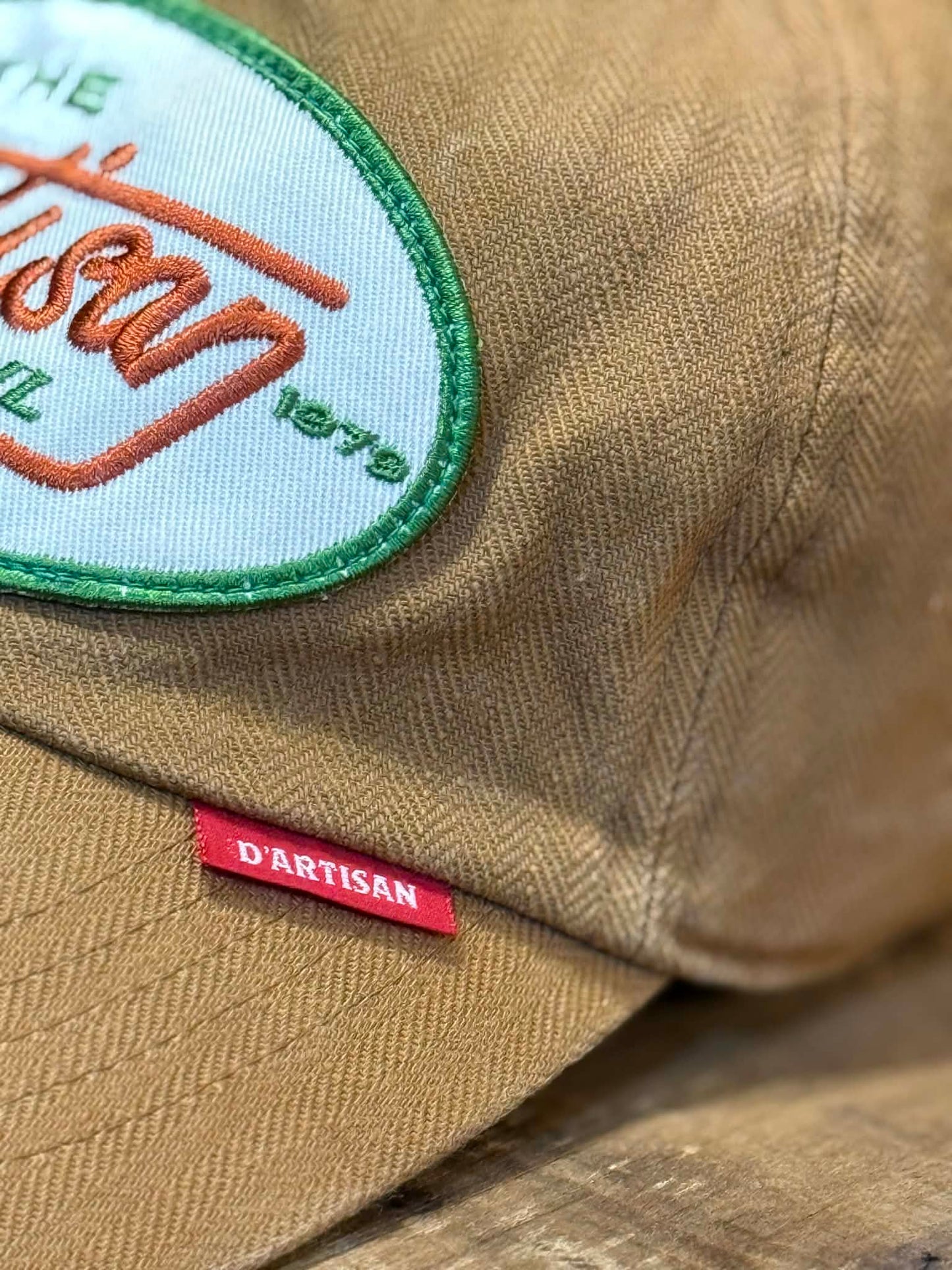 Studio D'Artisan "Motor Oil" Herringbone Cap - Camel