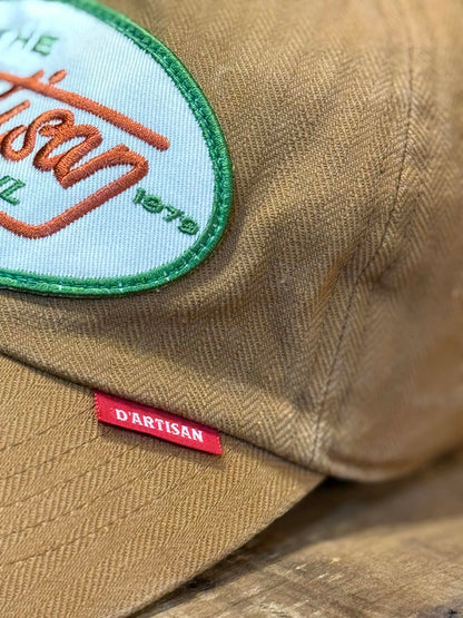 Studio D'Artisan "Motor Oil" Herringbone Cap - Camel