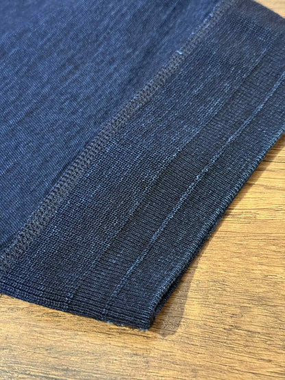 Pure Blue Japan Knitted Ribbed Cuff Pocket Tee - Indigo