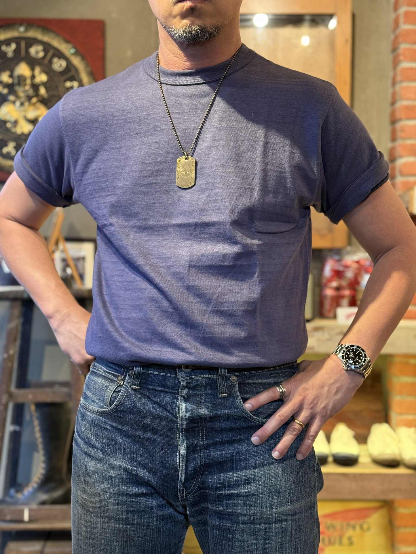 Warehouse & Co Lot 4601 Crew Neck Tee - Egg Plant