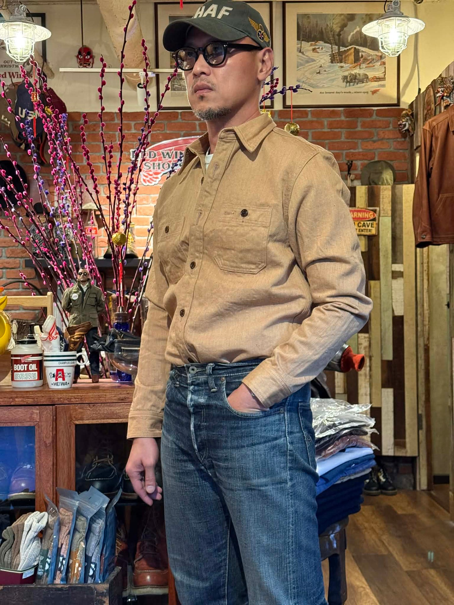 Studio D'Artisan "Fox Cotton" 13oz Jacquard Work Shirt