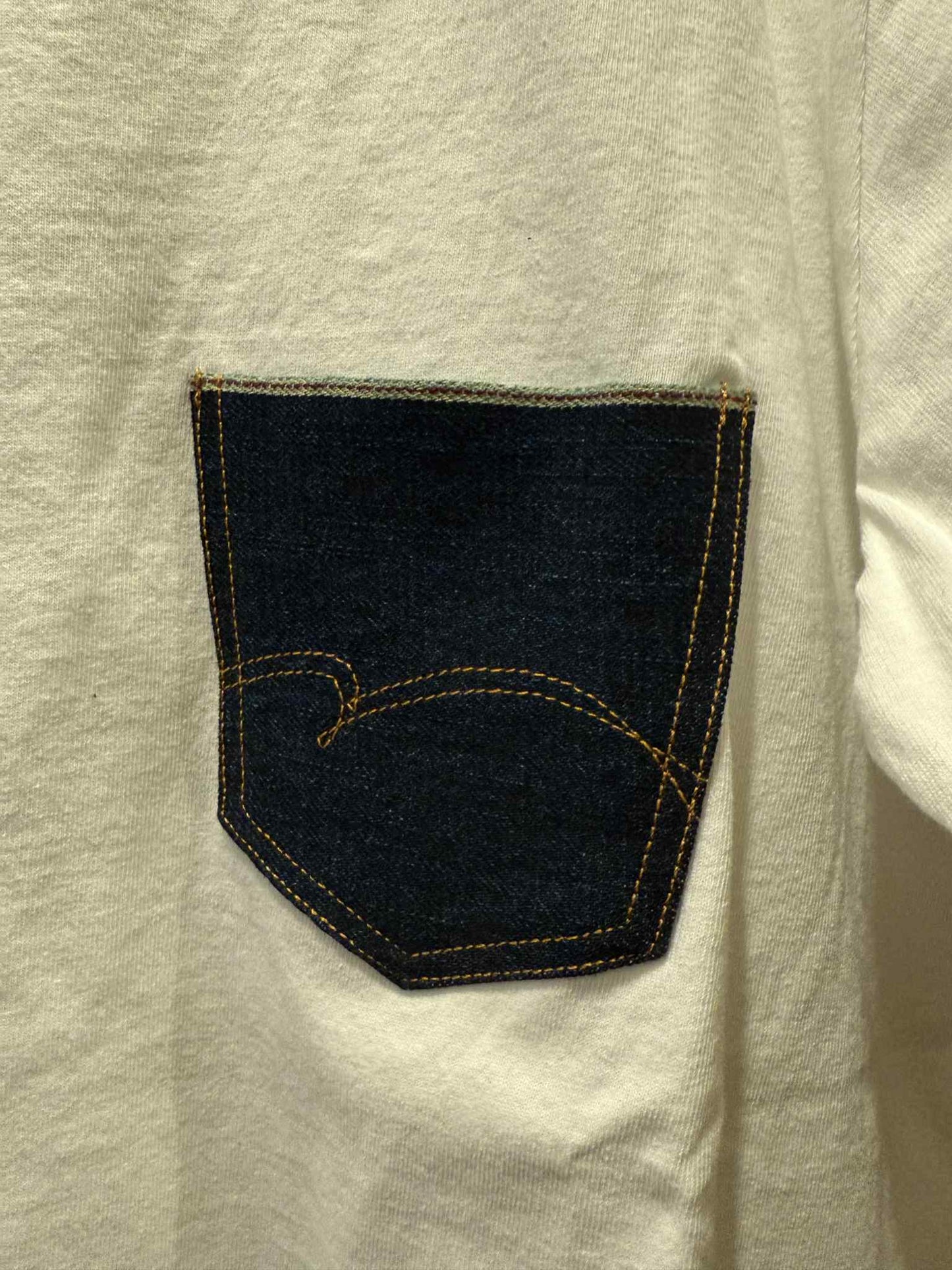 Studio D'Artisan Denim Pocket USA Cotton Tee - White