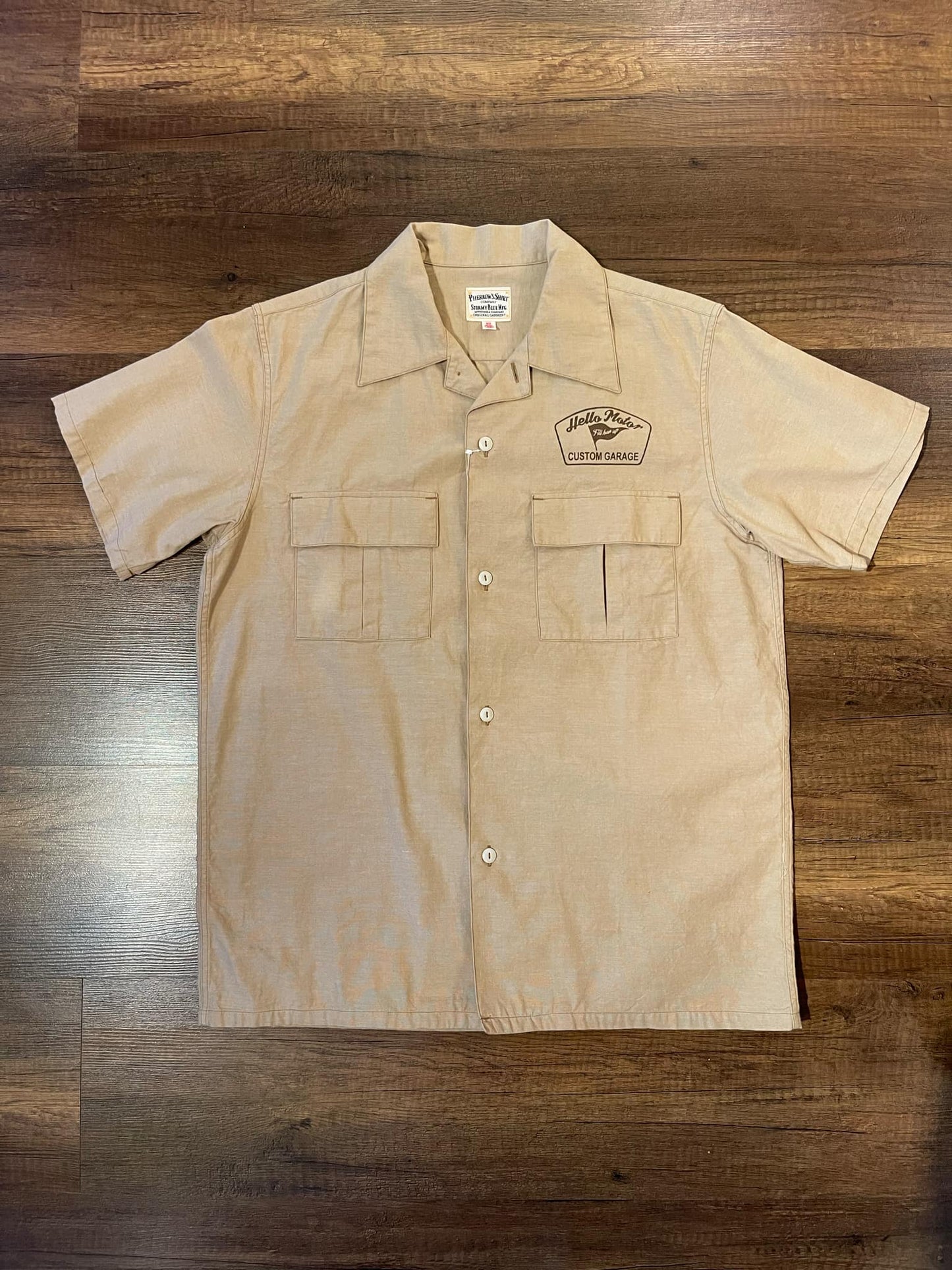 Pherrow's "Hello Motor" Short Sleeve Garage Work Shirt