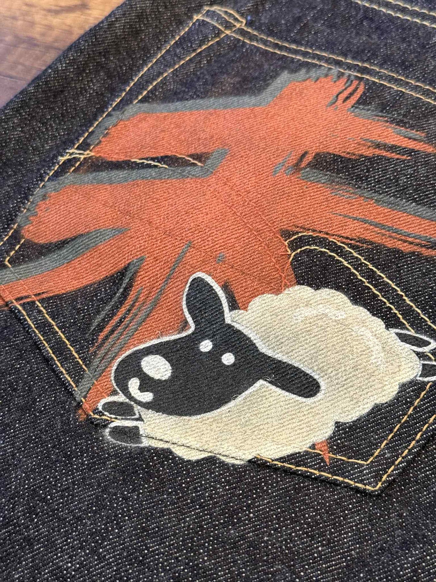 Studio D'Artisan "Sheep" Zodiac Series Jeans - One-Washed